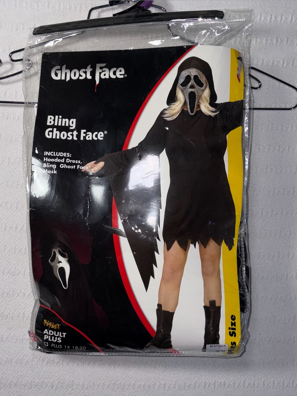 Spirit Halloween Womens Bling Ghost Face Costume Plus Size 1X Scream Cosplay
